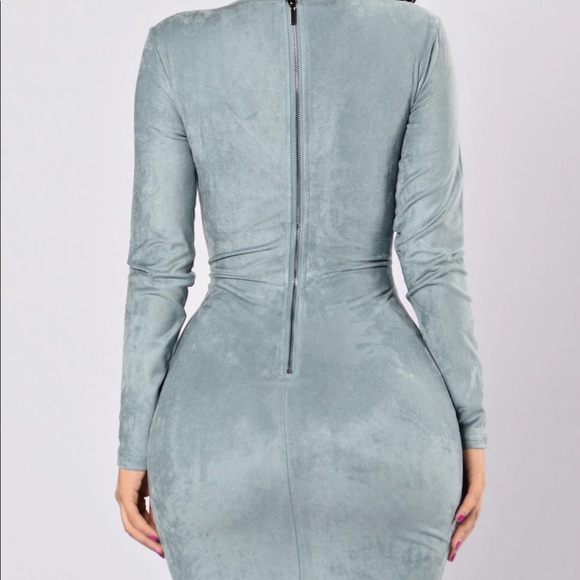 Dressed to kill Dress- Blue Grey Suede Dress - Picture 5 of 12